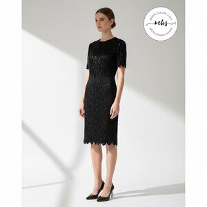 JMC‎ Vintage 80s Beaded Sequin Silk Whimsigoth Lined Mini Dress Black Women S